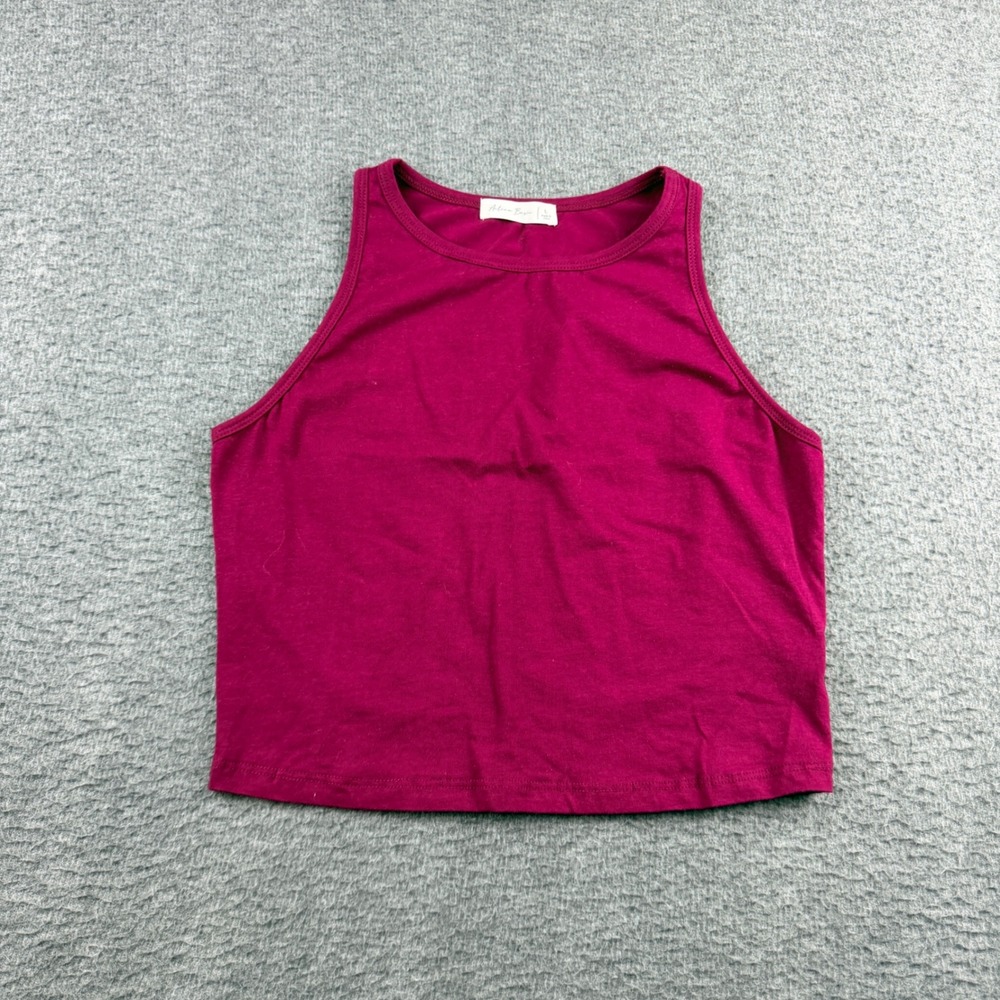 Active Basic Women's Size Large Magenta High Neck Crop Tank Top T12119